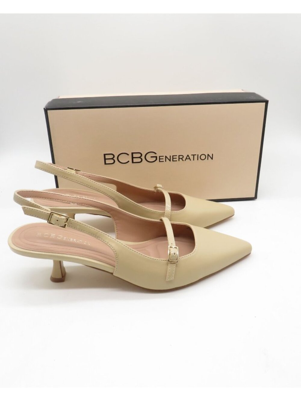 BCBGeneration Womens Burlywood Kami Slingback Heels Pointed Toe 8.5M NEW